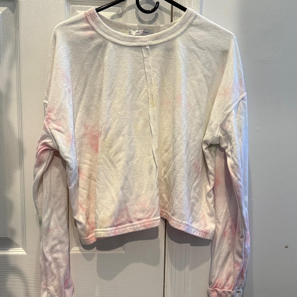 Women's Pink/Green Tie-Dye Sweatshirt. Size small